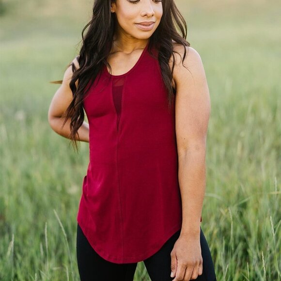 Zyia Active Effortless Tank Top‎ Racerback XL Cranberry Mesh Details - Picture 8 of 8